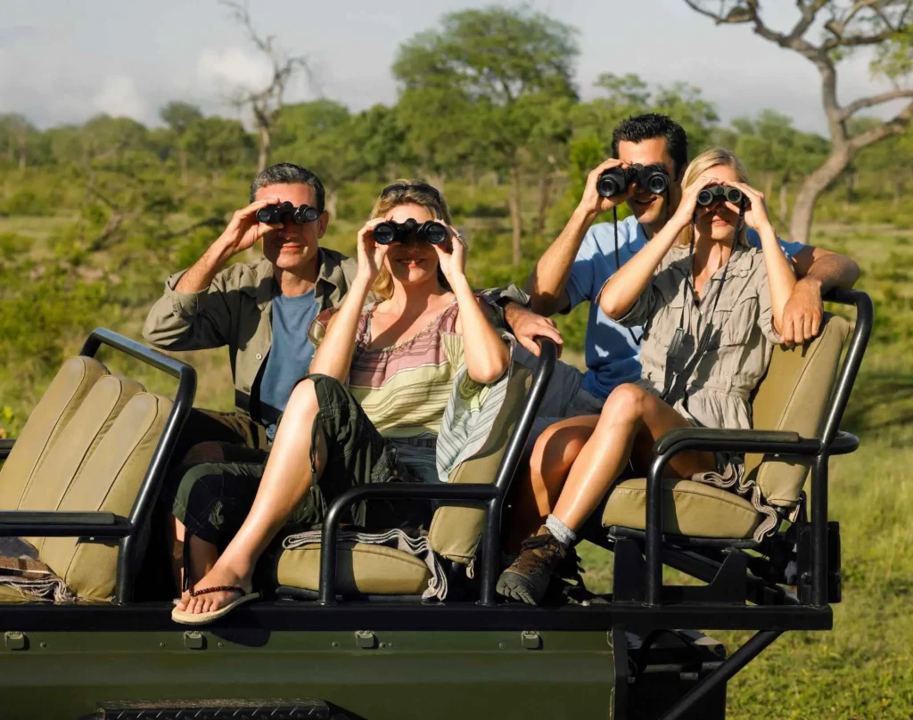 Private safari vehicle alone on the Serengeti plains, Tanzania.